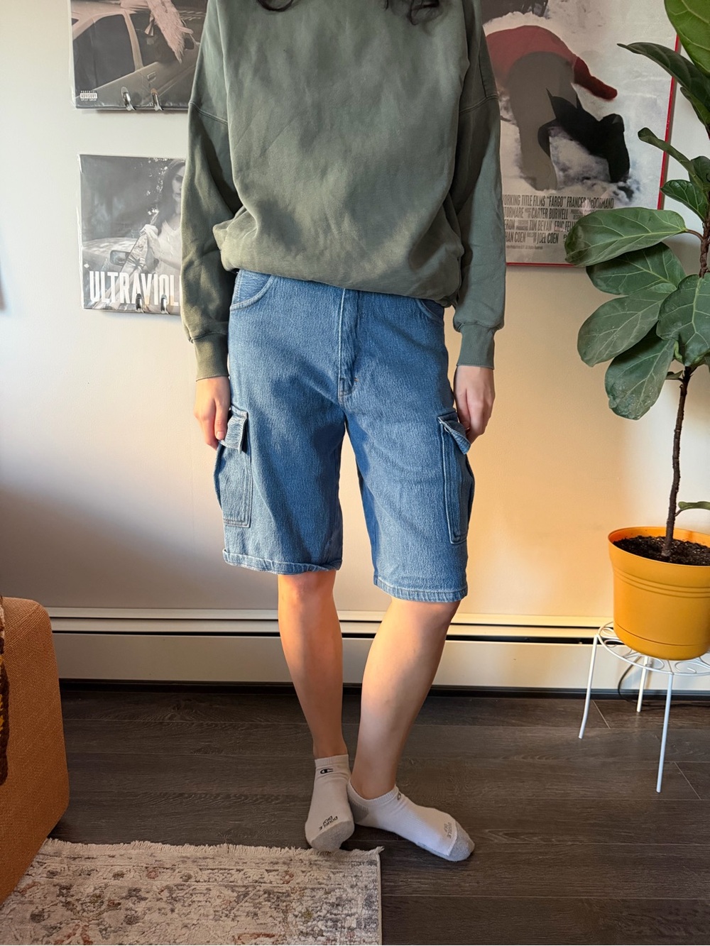 Vintage Denim Cargo Shorts
